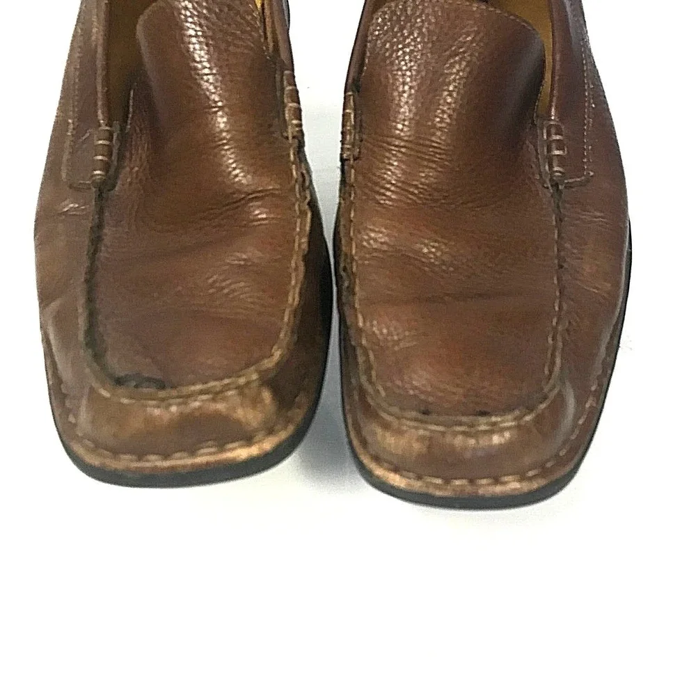 Timberland Mens Brown Leather Square Toe Slip On‎ Loafers 66560 4828 Size 8.5M